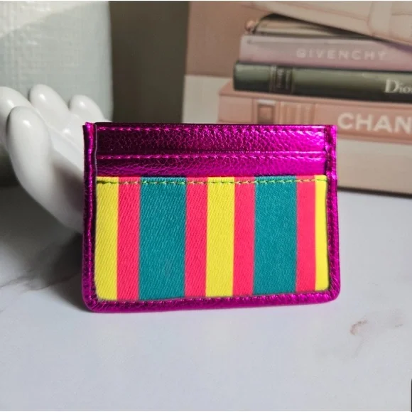 Kurt Geiger Pink Metallic Stripe Card Holder NIB - Picture 4 of 4
